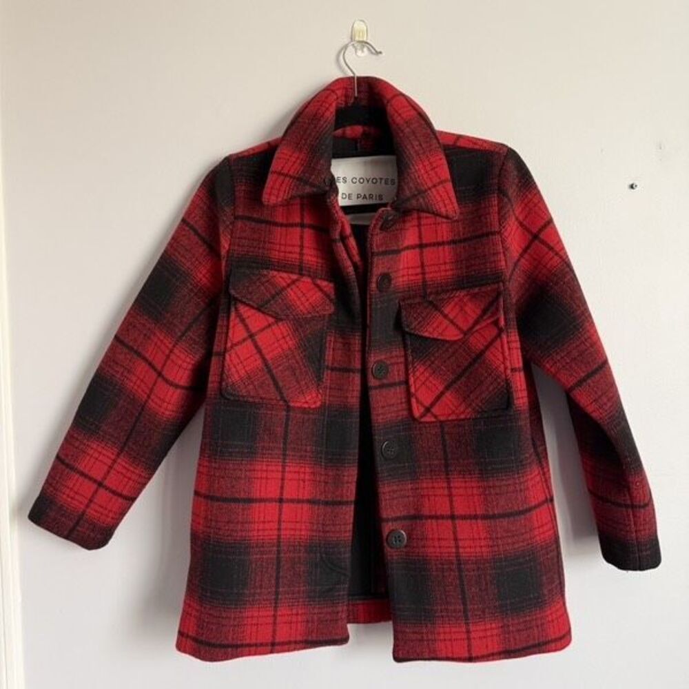 Les Coyotes De Paris Red and Black Plaid Coat